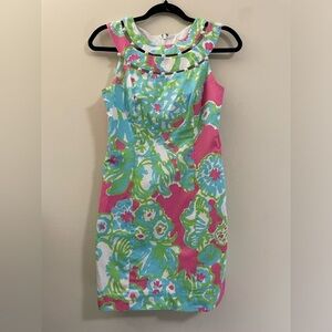 Lilly Pulitzer Floral High Neck Beaded Shift Dress‎ - 00